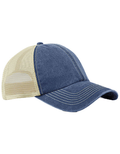 Beechfield | 6 Panel Vintage Trucker - vintage denim / stone, Univerzální