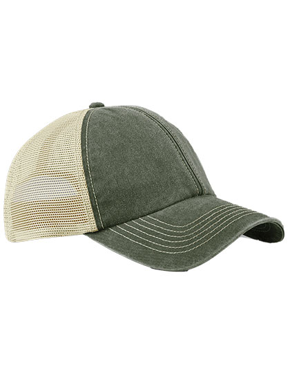 Beechfield | 6 Panel Vintage Trucker - vintage olive / stone, Univerzální
