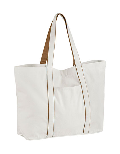 Westford Mill | Courtside Large Bag - soft white / caramel, 41 x 34 x 15 cm