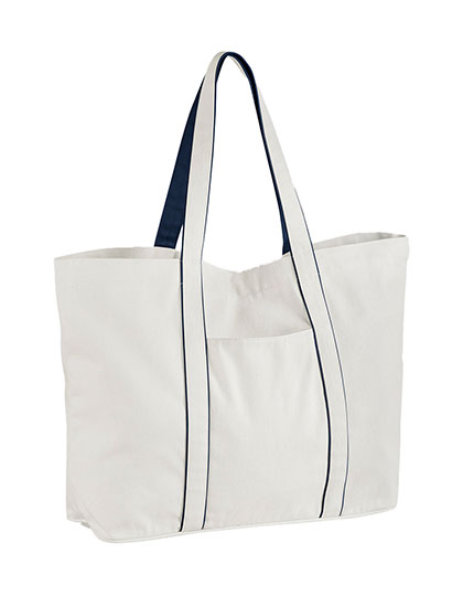 Westford Mill | Courtside Large Bag - soft white / french navy, 41 x 34 x 15 cm
