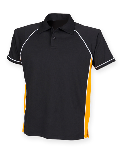 Finden+Hales | Men´s Piped Performance Polo - black / amber / white,