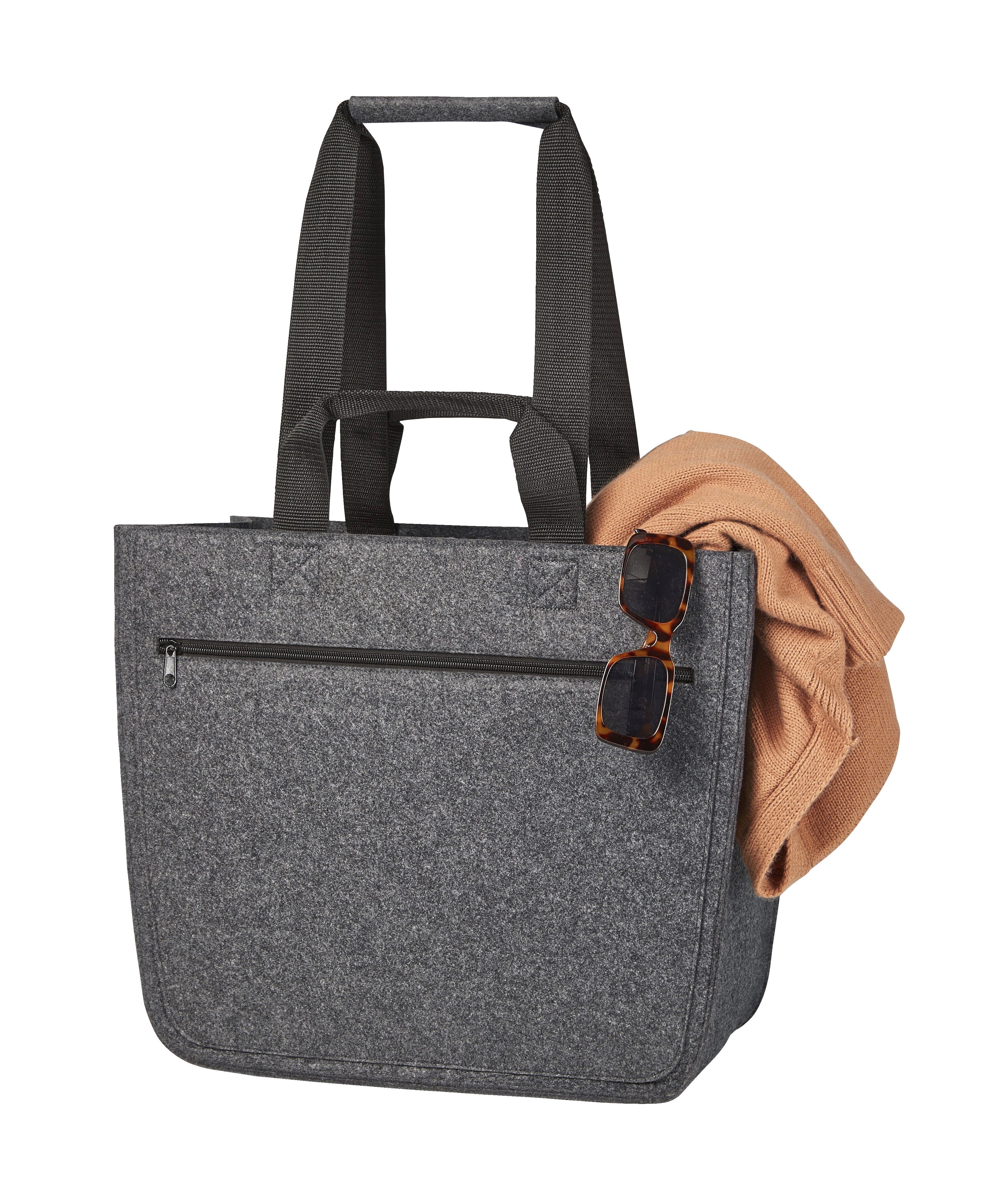 Halfar | Felt Shopper Softbasket - anthracite, 44 x 37 x 30 cm