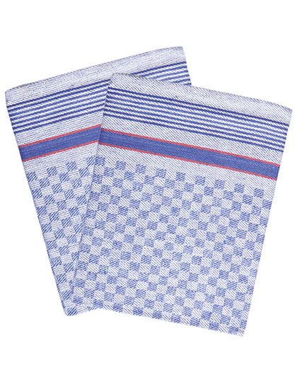 Karlowsky | Pit Towel (pack of 10 pieces) - blue (checked), 45 x 90 cm