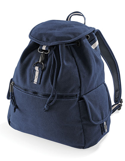 Quadra | Vintage Canvas Backpack - vintage oxford navy, 30 x 36 x 16 cm