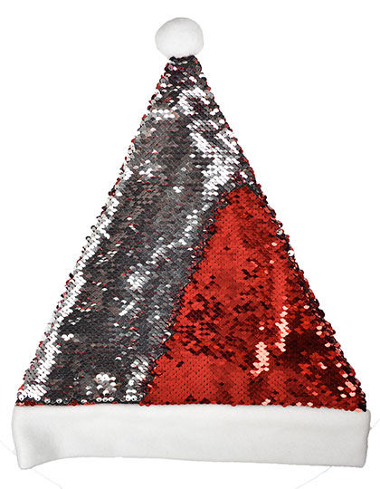 L-merch | Christmas Hat with Sequins - red / white, Univerzální