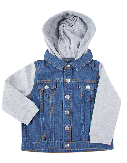 Larkwood | Denim Jacket With Fleece Hood And Sleeves - blue denim,