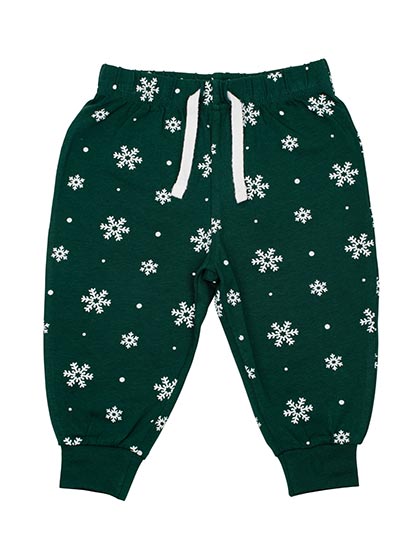 Larkwood | Baby Lounge Pants - bottle green / white snowflakes,