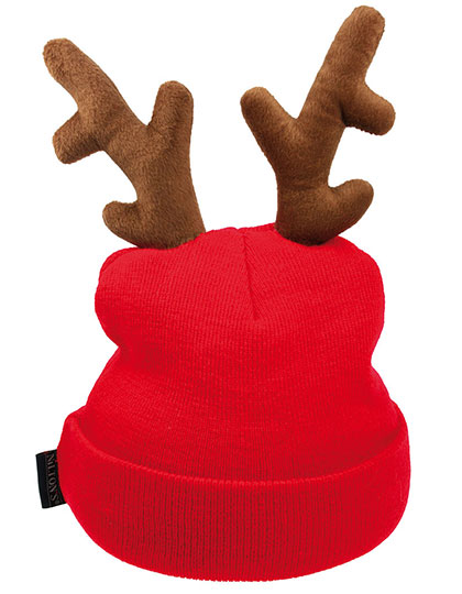 L-merch | Reindeer Knitted Hat - red, Univerzální