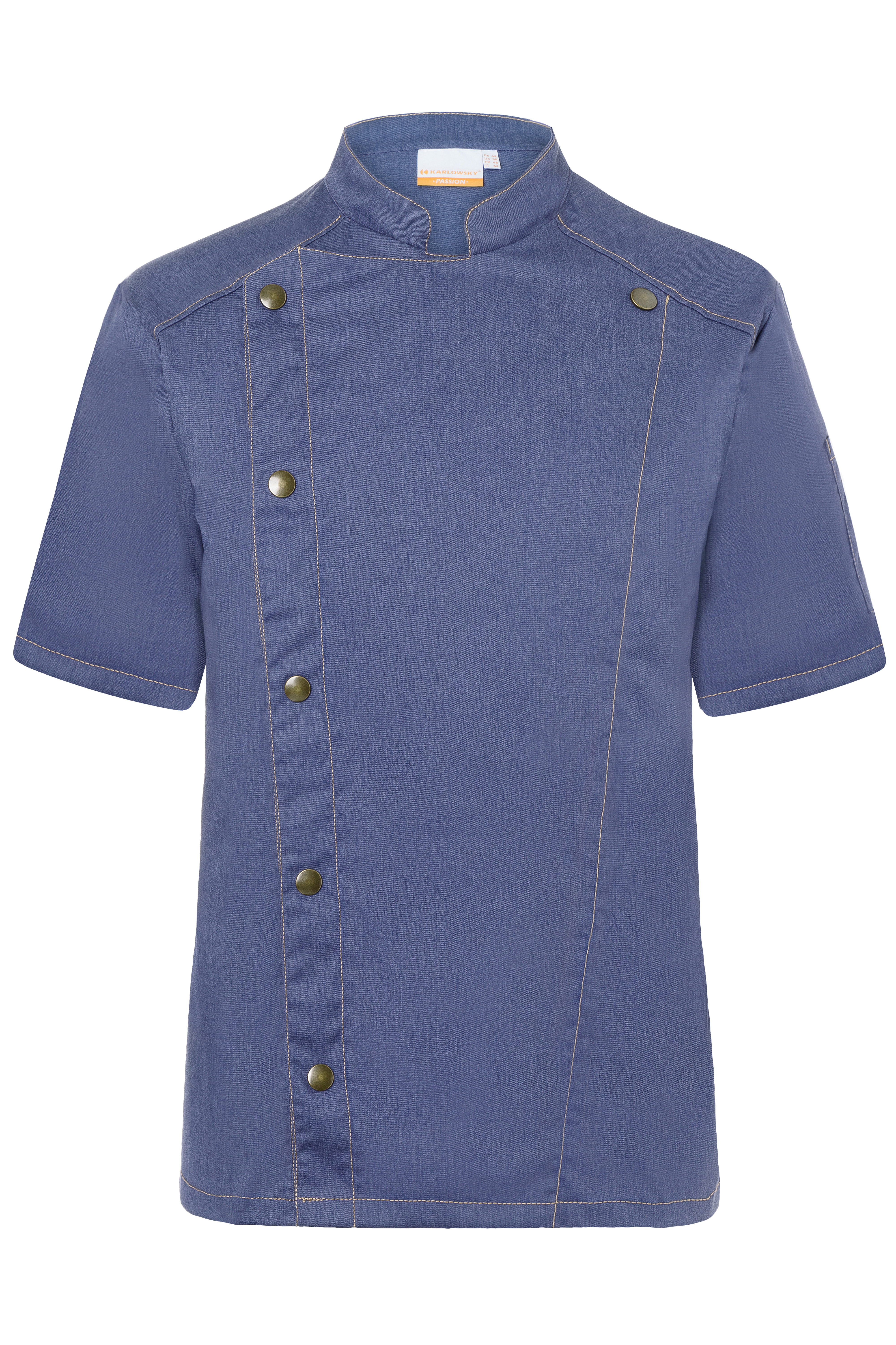 Karlowsky | Short-Sleeved Chef´s Jacket Jeans Style - vintage blue (cca pantone 2108c),