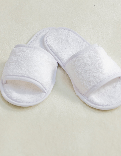 Towel City | Classic Terry Slippers - Open Toe - white,