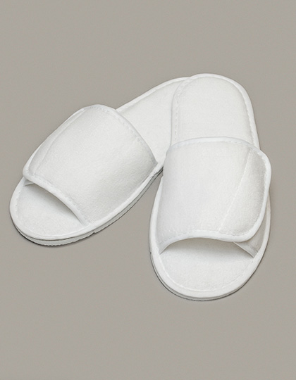 Towel City | Open Toe Slipper With Hook And Loop Fastening - white,