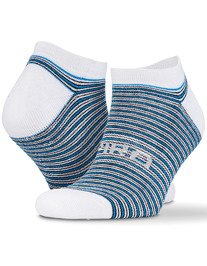 SPIRO | 3-Pack Mixed Stripe Coolmax Sneaker Socks - white / grey / blue,