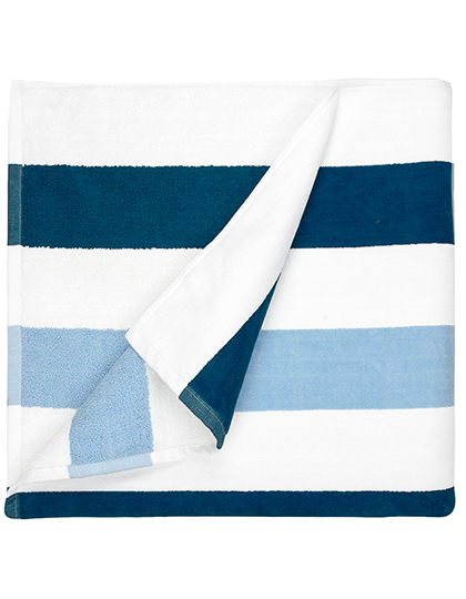 The One Towelling® | Beach Towel Stripe - navy blue / light blue / white, 90 x 190 cm