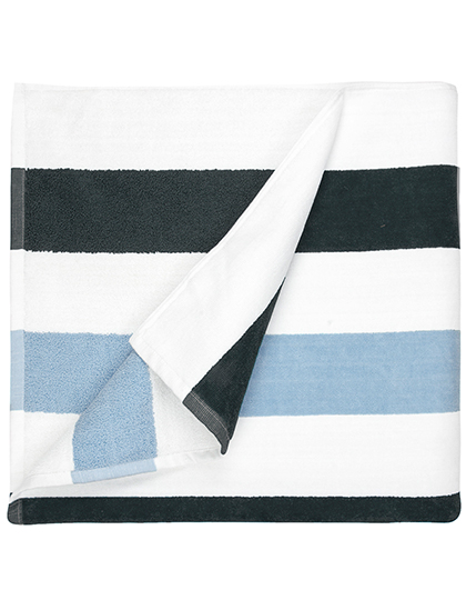 The One Towelling® | Beach Towel Stripe - anthracite / light blue / white, 90 x 190 cm