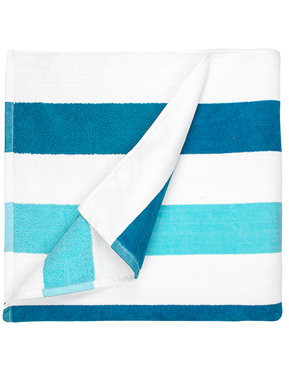 The One Towelling® | Beach Towel Stripe - petrol / mint / white, 90 x 190 cm