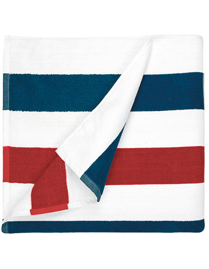 The One Towelling® | Beach Towel Stripe - navy blue / red / white, 90 x 190 cm