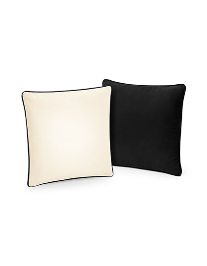 Westford Mill | Fairtrade Piped Cushion Cover - natural / black, 40 x 40 cm