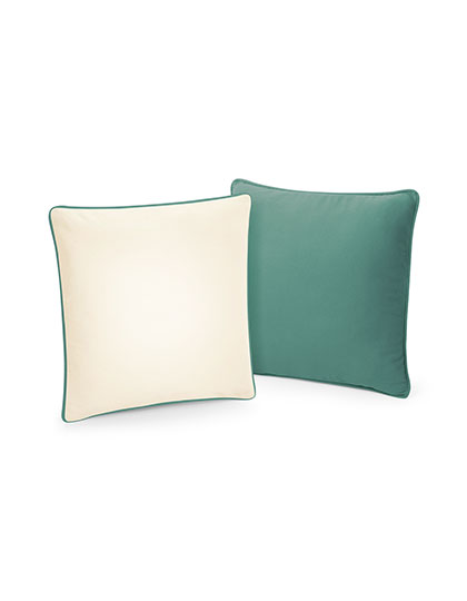 Westford Mill | Fairtrade Piped Cushion Cover - natural / sage green, 40 x 40 cm