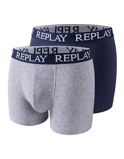 Replay | Men´s Boxer Short (2 Pair Box) - grey melange / indigo,