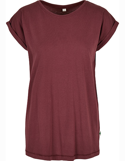 Dámské tričko s krátkým rukávem Build Your Brand Ladies´ Organic Extended Shoulder Tee - cherry,