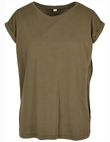 Dámské tričko s krátkým rukávem Build Your Brand Ladies´ Organic Extended Shoulder Tee - olive,