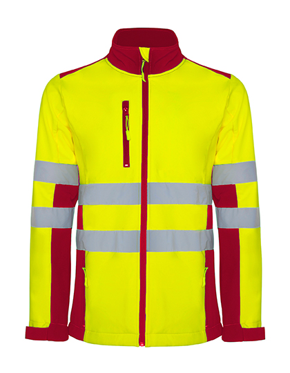 Větrovka Roly Workwear Antares Soft Shell Jacket - red 60 / fluor yellow 221,