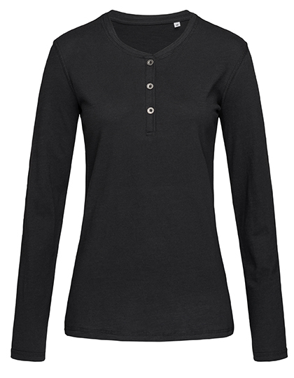 Dámské tričko s dlouhým rukávem Stedman® Sharon Henley Long Sleeve Women - black opal,