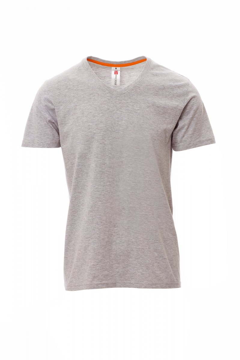 PAYPER | Tričko kr. rukáv V-NECK MELANGE - šedá melanžová,