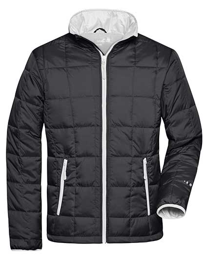 Men's Winter Jacket James&Nicholson Men´s Padded Light Weight Jacket Black, Silver (Solid)
