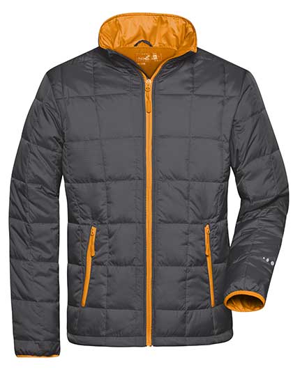 Men's Winter Jacket James&Nicholson Men´s Padded Light Weight Jacket Carbon, Orange
