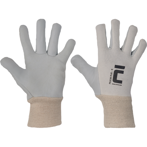 Kombinované pracovní rukavice PELICAN PLUS - šedá / bílá,