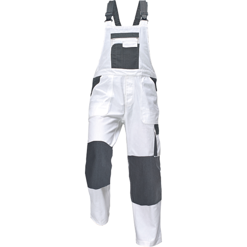 Pracovní kalhoty s laclem TAUPO - bílá / šedá, 56