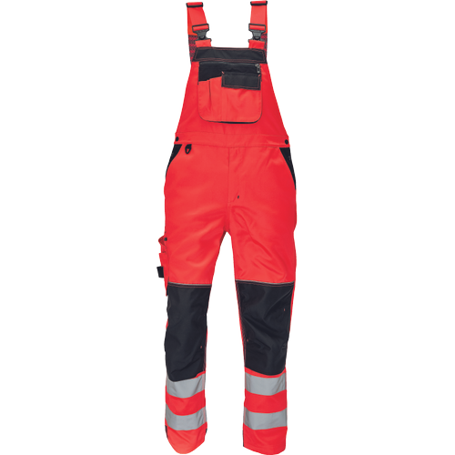 Pracovní reflexní kalhoty s laclem KNOXFIELD HV FL290 - červená / hv červená / antracit,