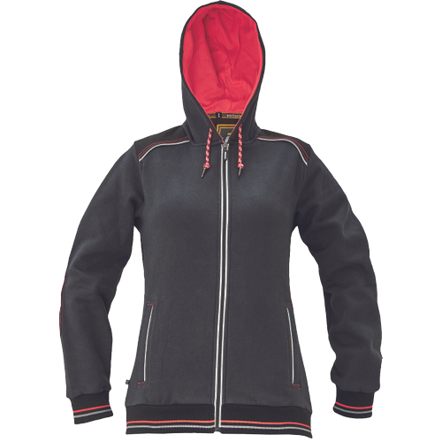Dámská mikina na zip s kapucí KNOXFIELD LADY - antracit / červená,