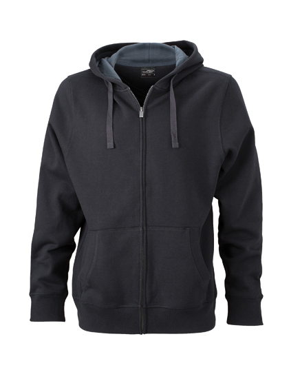 Klasická pánská mikina James&Nicholson Men´s Hooded Jacket Black, Carbon