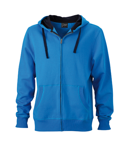 Klasická pánská mikina James&Nicholson Men´s Hooded Jacket Cobalt, Navy