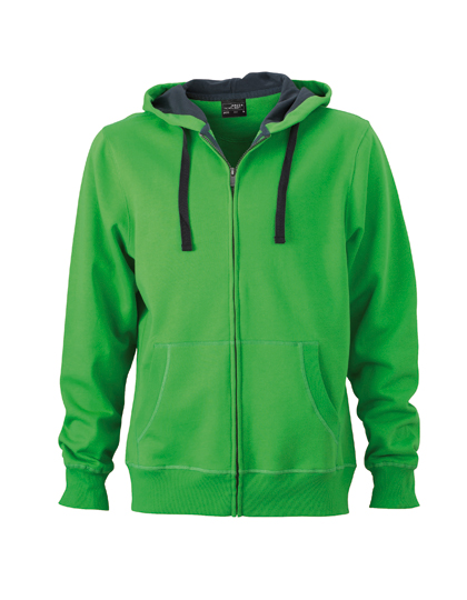 Klasická pánská mikina James&Nicholson Men´s Hooded Jacket Green, Carbon