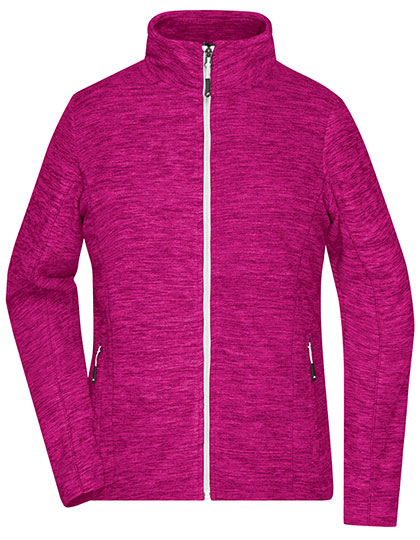 Women's Winter Jacket James&Nicholson Ladies´ Fleece Jacket Berry Melange, Silver (Solid)