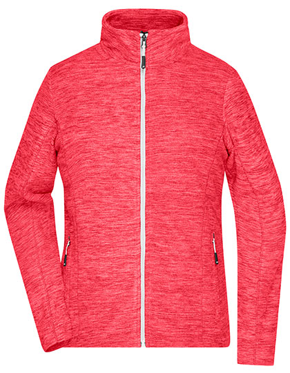 Women's Winter Jacket James&Nicholson Ladies´ Fleece Jacket Coral Melange, White