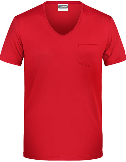 Men's Short Sleeve T-Shirt James&Nicholson Men´s T Pocket Red