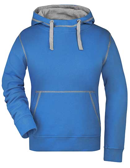 Classic Women's Sweatshirt James&Nicholson Ladies´ Lifestyle Hoody Cobalt, Grey Heather
