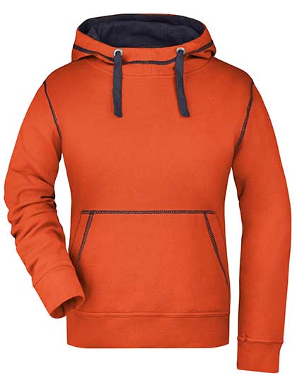 Classic Women's Sweatshirt James&Nicholson Ladies´ Lifestyle Hoody Dark Orange, Navy