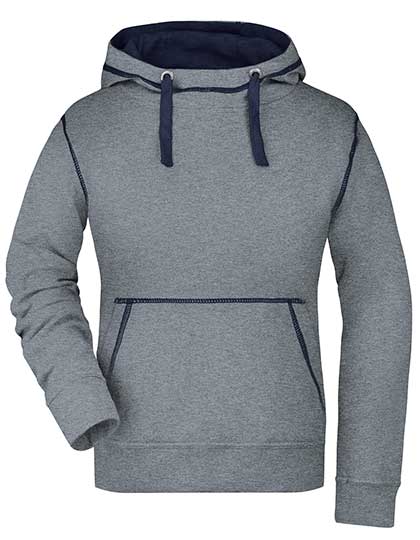 Classic Women's Sweatshirt James&Nicholson Ladies´ Lifestyle Hoody Grey Melange, Navy
