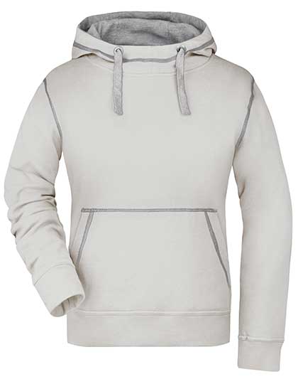 Classic Women's Sweatshirt James&Nicholson Ladies´ Lifestyle Hoody Off White, Grey Heather
