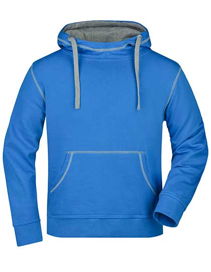 Classic Men's Sweatshirt James&Nicholson Men´s Lifestyle Hoody Cobalt, Grey Heather