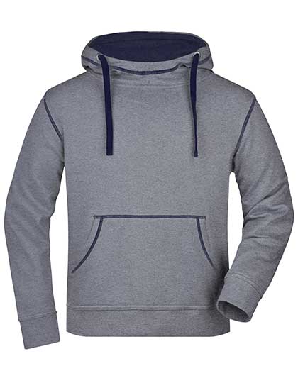 Classic Men's Sweatshirt James&Nicholson Men´s Lifestyle Hoody Grey Melange, Navy