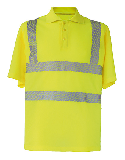 Short Sleeve Polos Korntex Hi-Vis Broken Reflective Premium Polo Shirt Manchester Signal Yellow