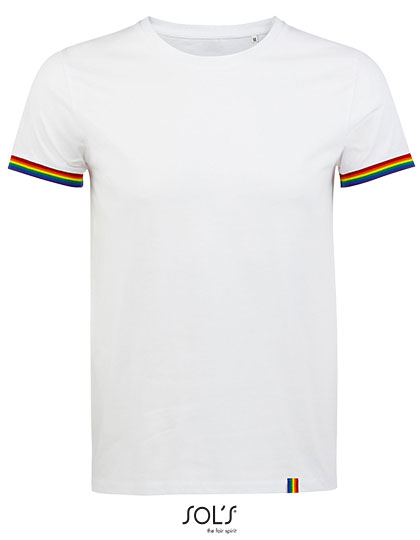Pánské tričko s krátkým rukávem SOL´S Men´s Short Sleeve T-Shirt Rainbow White, Multicolore