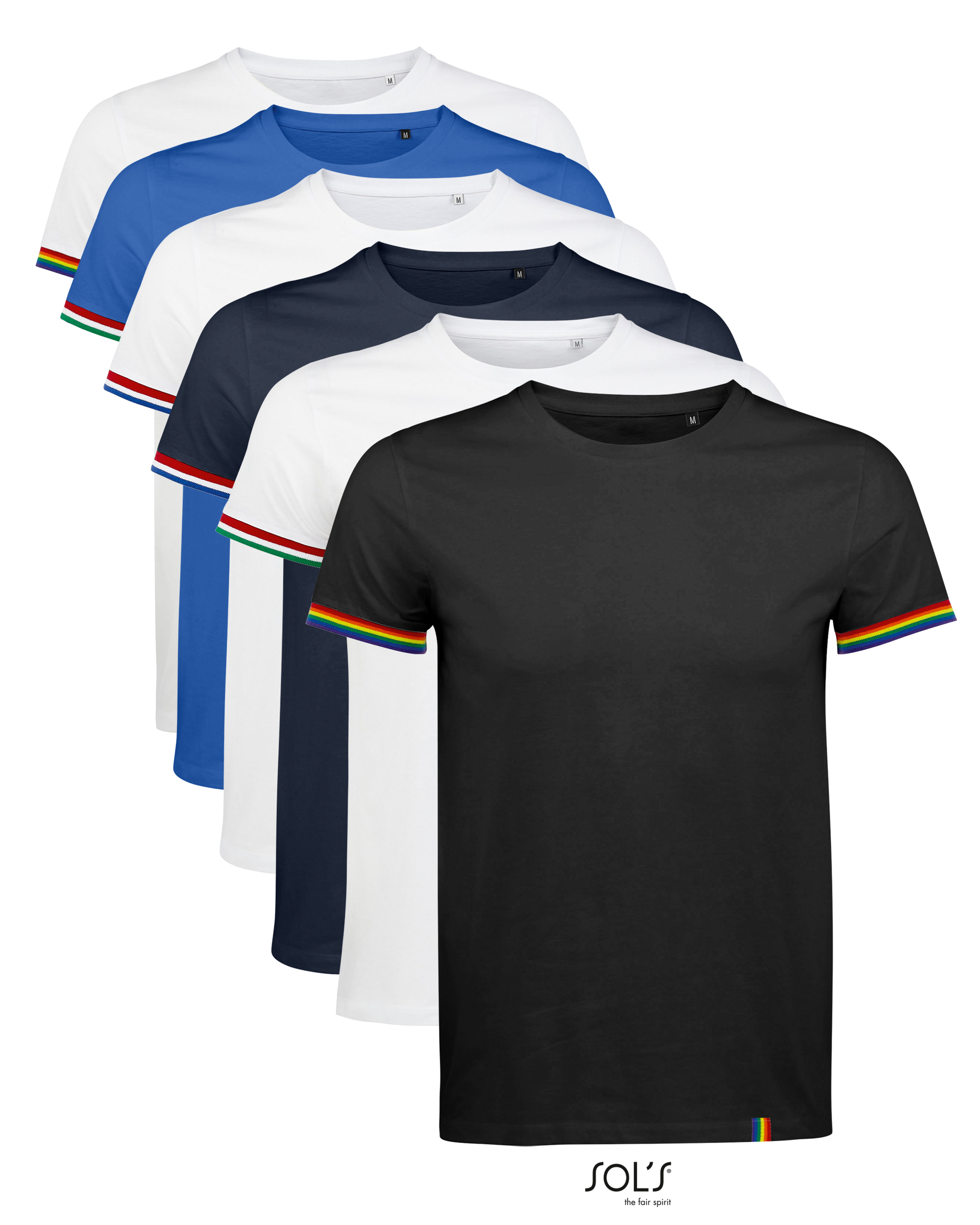 Pánské tričko s krátkým rukávem SOL´S Men´s Short Sleeve T-Shirt Rainbow White, Multicolore