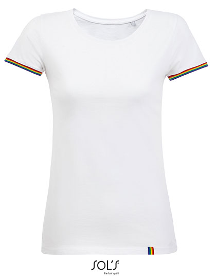 Dámské tričko s krátkým rukávem SOL´S Women´s Short Sleeve T-Shirt Rainbow White, Multicolore